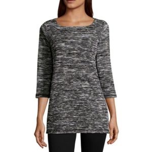 3/4 Sleeve Shoulder Zip Tunic Top